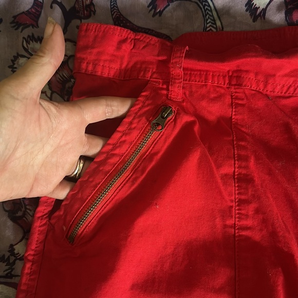 Cute stretchy red short shorts with zipper pockets& reg pockets front & back - Picture 2 of 6